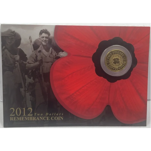 2012 2 Dollar Coin Remembrance Day Poppy Uncirculated