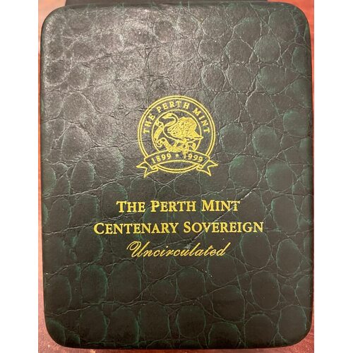 1999 Gold Bimetal 100 Dollar Unc Coin Perth Mint Centenary Sovereign