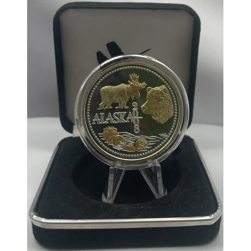 United States 2008 Gold Plated Silver 1oz Round Official State of Alaska