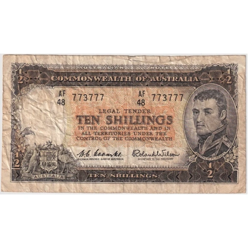 1961 Ten Shilling Coombs/Wilson 1 Off Solid R17 Fine