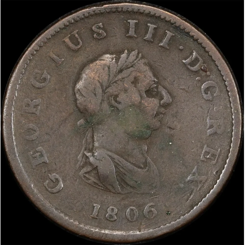 1806 Copper Halfpenny George III S#3781 Fine