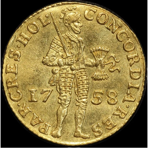 Netherlands (Holland) Gold Ducat 1758 KM# 12 Uncirculated