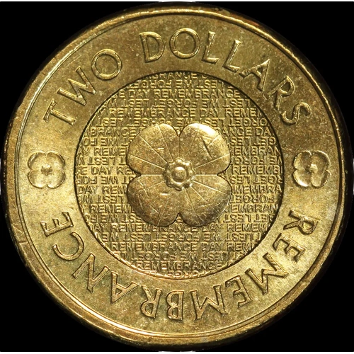 2012 2 Dollar Coin Remembrance Day Poppy Uncirculated