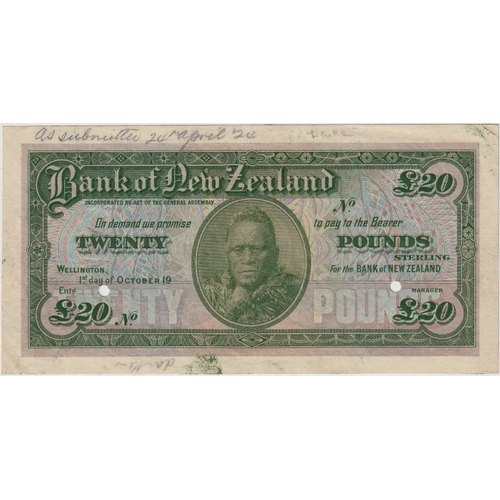 New Zealand 1924 20 Pounds Unissued Specimen Uncirculated