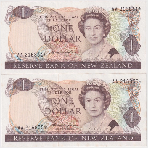 New Zealand 1981 1 Dollar Star Note Pair Hardie Pick#169a Uncirculated