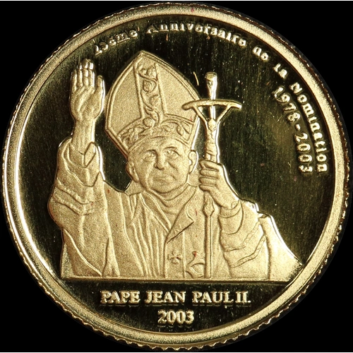 Congo 2003 Gold Proof 20 Francs  Pope John Paul II