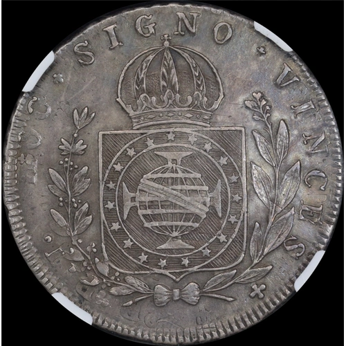 Brazil 1823-R Silver 960 Reis KM# 368.1 NGC AU55