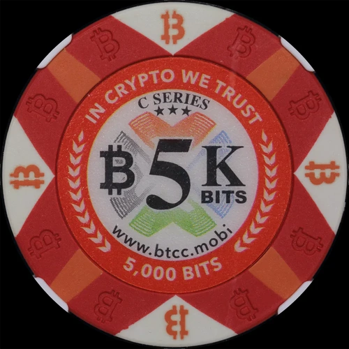 2016 5K Bits Bitcoin BTCC Poker Chip NGC MS70