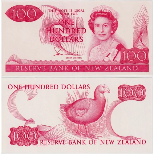 New Zealand c.1980 Pair of Uniface Colour Trial 100 Dollar Notes