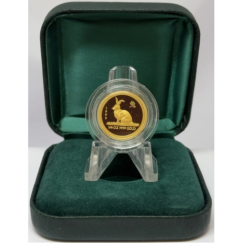1999 Gold Lunar Quarter Ounce Proof Coin Series I Rabbit