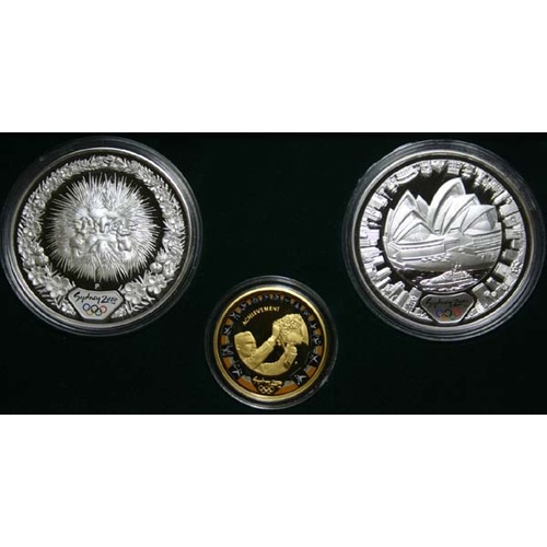 Sydney 2000 Olympic Gold and Silver 3 Proof Coin Set #7 Achievement (Athletes)