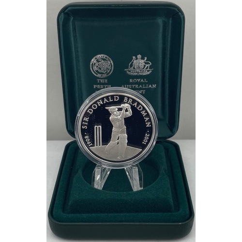 2001 Silver One Ounce Proof Coin Donald Bradman