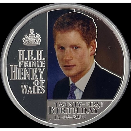 2005 Silver One Ounce Proof Coin HRH Prince Harry 21st Birthday