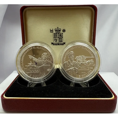 Belize 1992 Silver $5 Proof Pair - 50th Anniversary of El Alamein