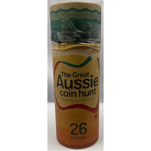 2019 1 Dollar Set of 26 Coins in Unsealed Tube The Great Aussie Coin Hunt - No Folder