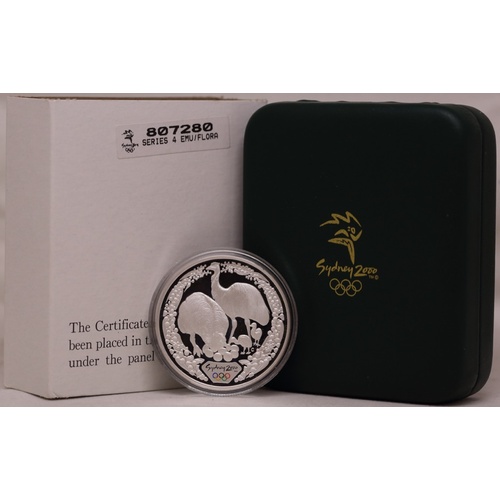 2000 Silver Olympic Proof Coin Emu and Wattle
