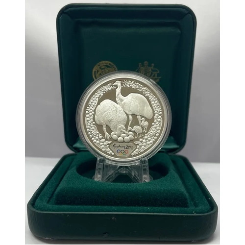 2000 Silver 1 Ounce Olympic Proof Coin Emu and Wattle