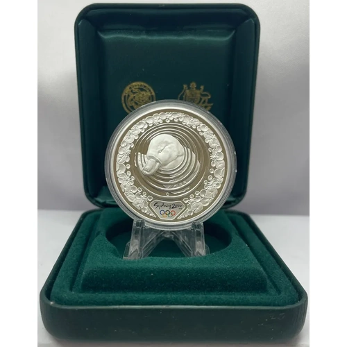 2000 Silver 1 Ounce Olympic Proof Coin Platypus and Water Lily