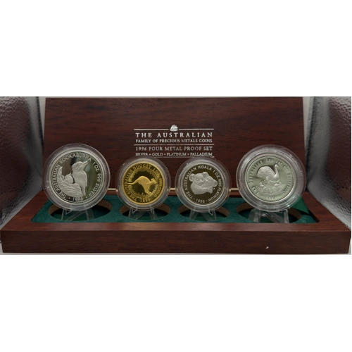 1996 Family of Precious Metals 4-Coin Proof Set – 1 oz Gold, Silver, Platinum & Palladium