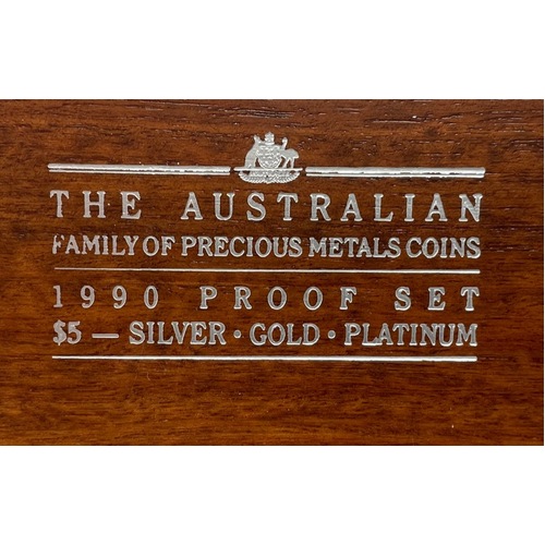 1990 Gold Platinum Silver Family of Precious Metals Proof Coin Set Mini