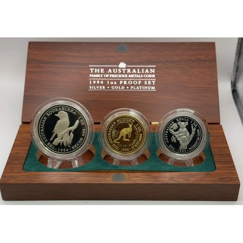 1994 Gold Platinum Silver Family of Precious Metals Proof Coin Set
