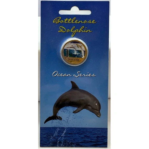 2006 Coloured 1 Dollar Uncirculated Coin Ocean Series Bottle Nosed Dolphin