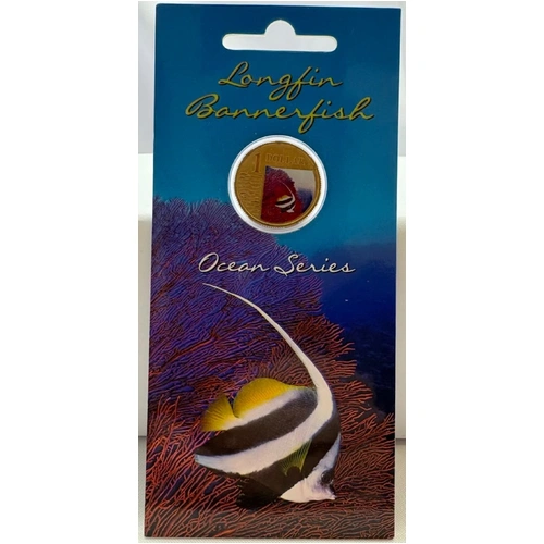 2007 Coloured 1 Dollar Uncirculated Coin Ocean Series Longfin Bannerfish