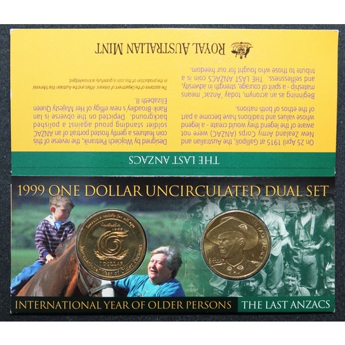1999 One Dollar Uncirculated Pair - Anzac and Older Person