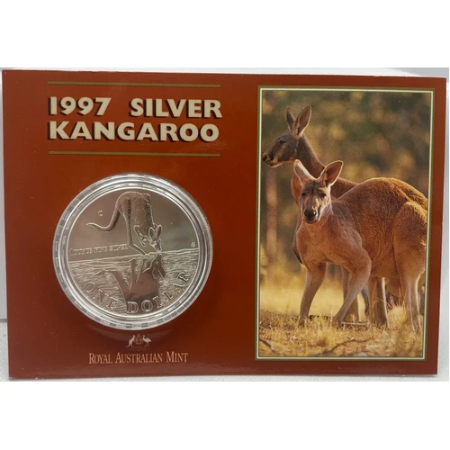 1997 Silver 1 Dollar Uncirculated Coin Drinking Kangaroo