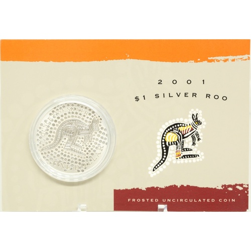2001 One Dollar Silver Kangaroo Unc Coin Aboriginal Dreaming
