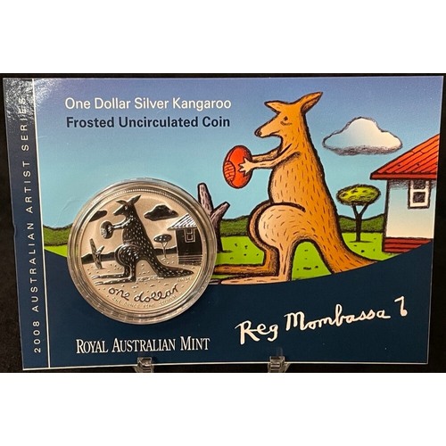 2008 One Dollar Silver Kangaroo Unc Coin Reg Mombassa