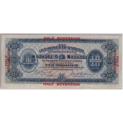 1918 Ten Shilling Cerutty/Collins R3B PCGS VF25