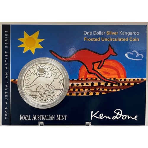 2009 One Dollar Silver Kangaroo Unc Coin Ken Done