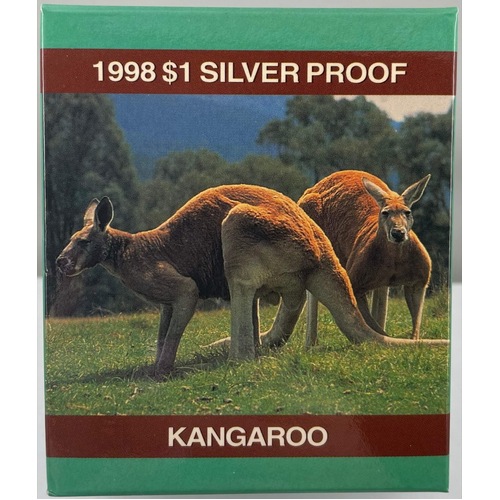 1998 One Dollar Silver Kangaroo Proof Coin Bouncing Joey