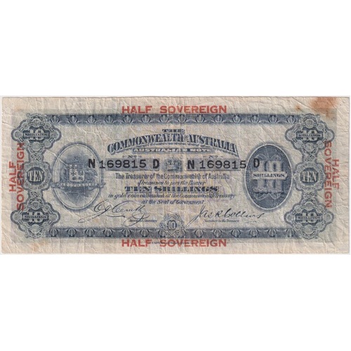 1918 Ten Shilling Cerutty/Collins R3B about Fine