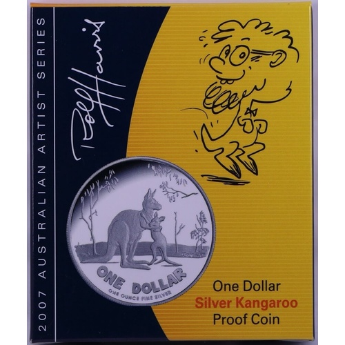 2007 Silver 1 Dollar Proof Coin Kangaroo Artist Series Rolf Harris