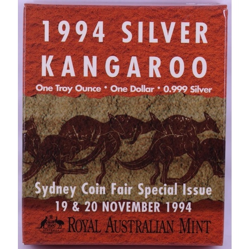 1994 One Dollar Silver Kangaroo Unc Coin Fair 1994 Flying Joey