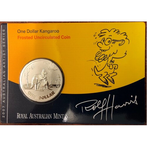 2007 One Dollar Frosted Unc Coin Kangaroo Rolf Harris