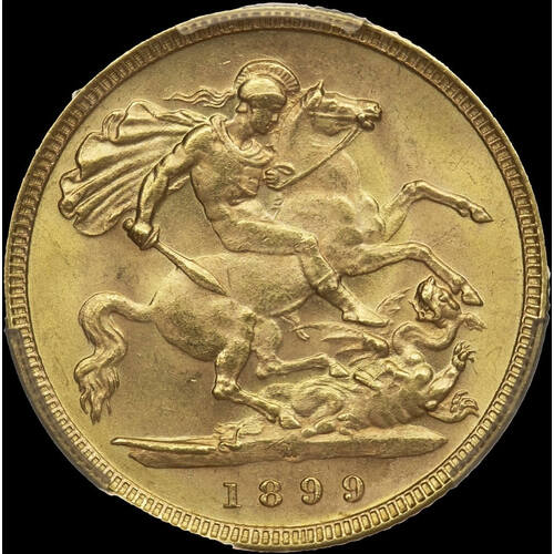 1899 Melbourne Veiled Head Half Sovereign Choice Unc (PCGS MS64)