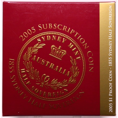 2005 One Dollar Proof Ballot Issue Sydney Mint 1855 Half Sovereign