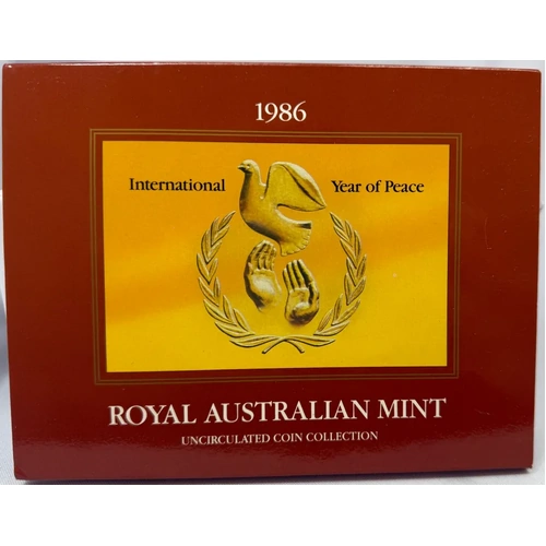 1986 Uncirculated Mint Coin Set Year Of Peace