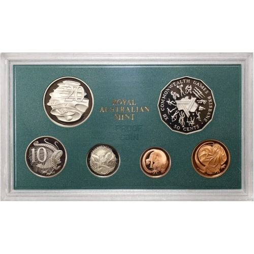 Australia 1982 Proof Coin Set Brisbane Commonwealth Games With Original Foams and Certificate