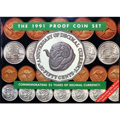 Australia 1991 Proof Coin Set 25th Anniversary Of Decimal Currency
