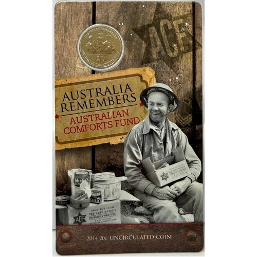 2014 20 Cent Uncirculated Coin Australia Remembers Australian Comfort Funds