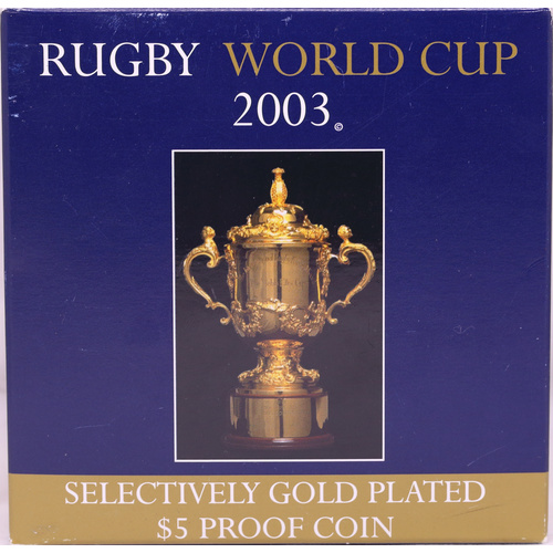 2003 Silver 5 Dollar Proof Coin Rugby World Cup