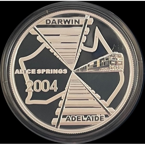 2004 Silver 5 Dollar Proof Coin Adelaide To Darwin Railway