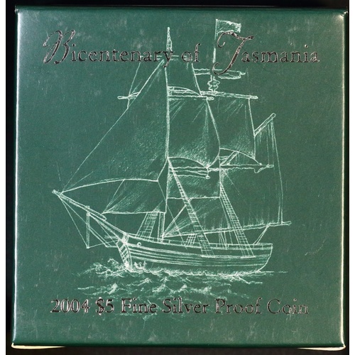 2004 Silver 5 Dollar Proof Coin Bicentenary of Tasmania