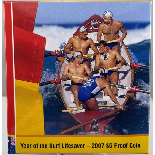 2007 Five Dollar Silver Proof Coin Surf Lifesaver