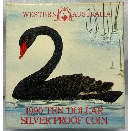 1990 Silver 10 Dollar Proof Coin State Series - Western Australia
