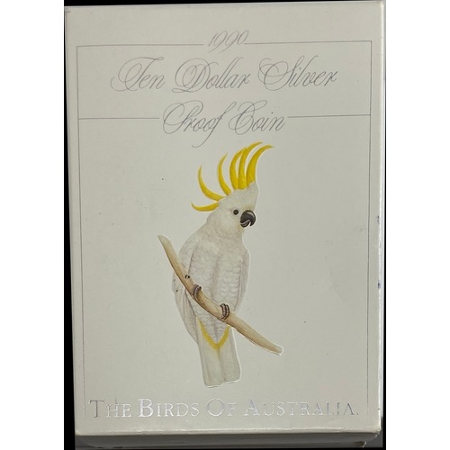 1990 10 Dollar Silver Proof Coin Birds of Australia White Cockatoo